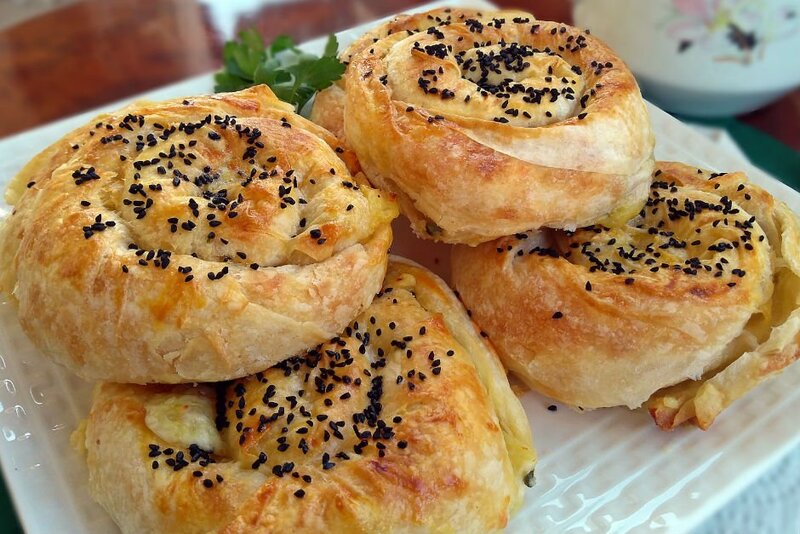 Rose börek (with cheese, potato, and minced meat)